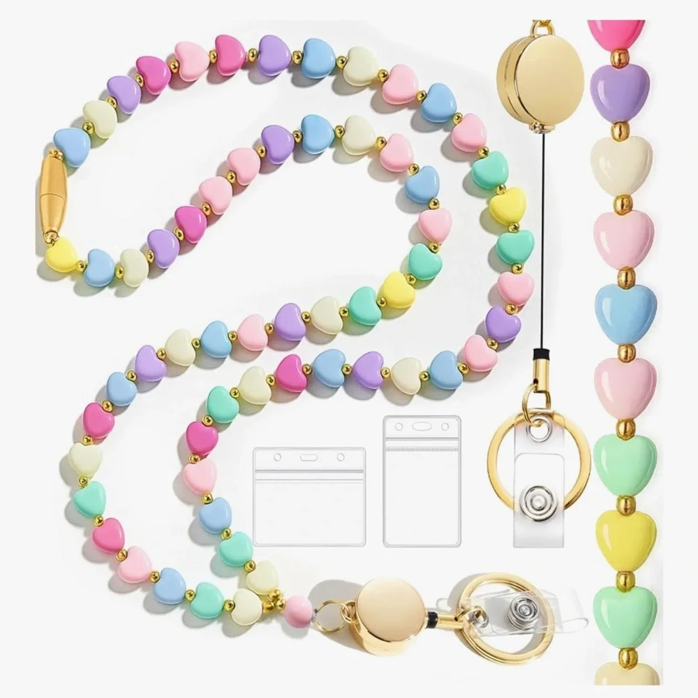 🆕 Heart Lanyards for Id Badges and Keys for Women